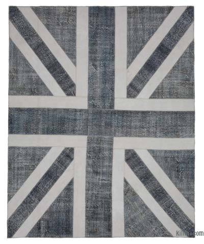 Grey Patchwork Hand-Knotted Turkish Rug - 8'  x 10'  (96 in. x 120 in.)