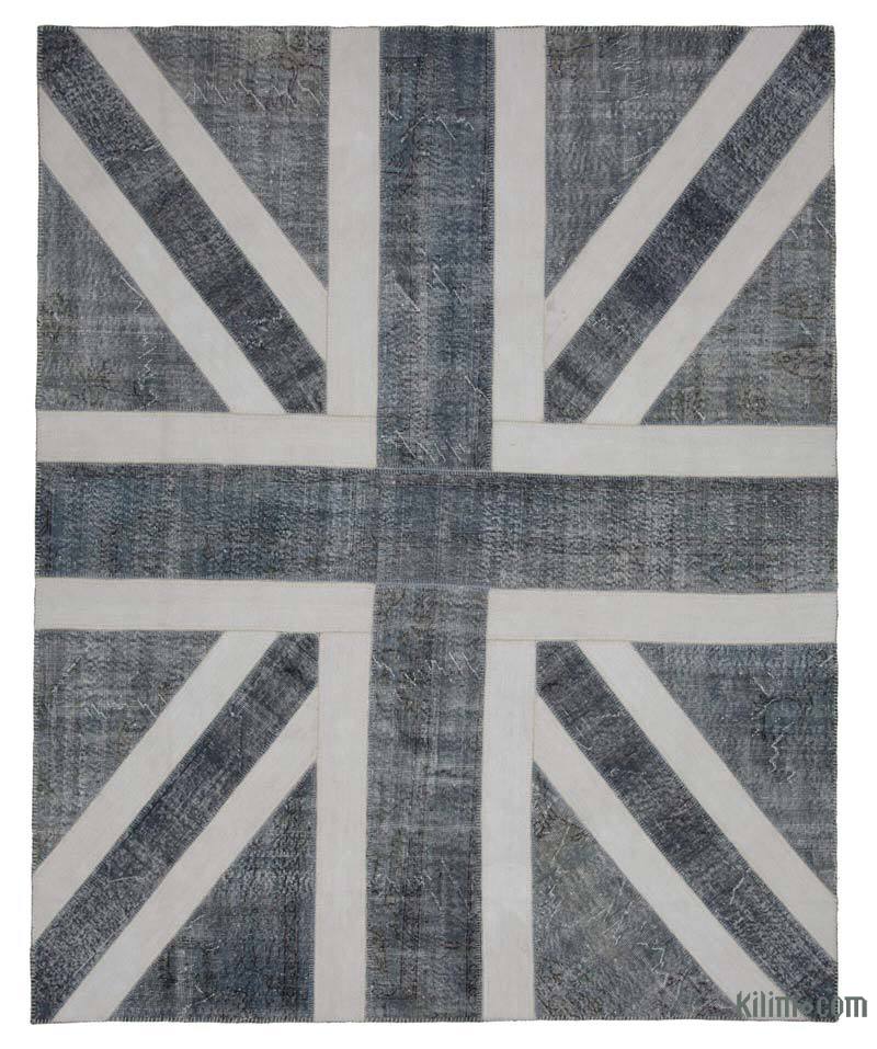 Grey Patchwork Hand-Knotted Turkish Rug - 8'  x 10'  (96" x 120") - K0038463