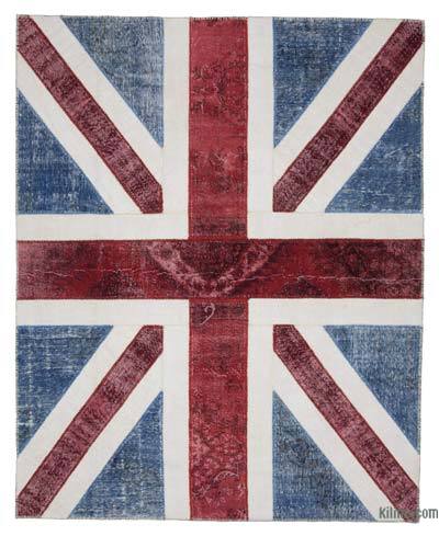 İngiltere Bayraklı Patchwork Halı - 246 cm x 305 cm