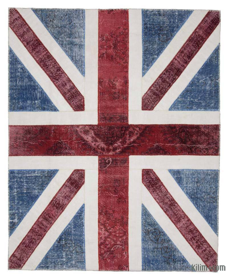 İngiltere Bayraklı Patchwork Halı - 246 cm x 305 cm - K0038465
