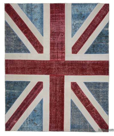 İngiltere Bayraklı Patchwork Halı - 250 cm x 309 cm