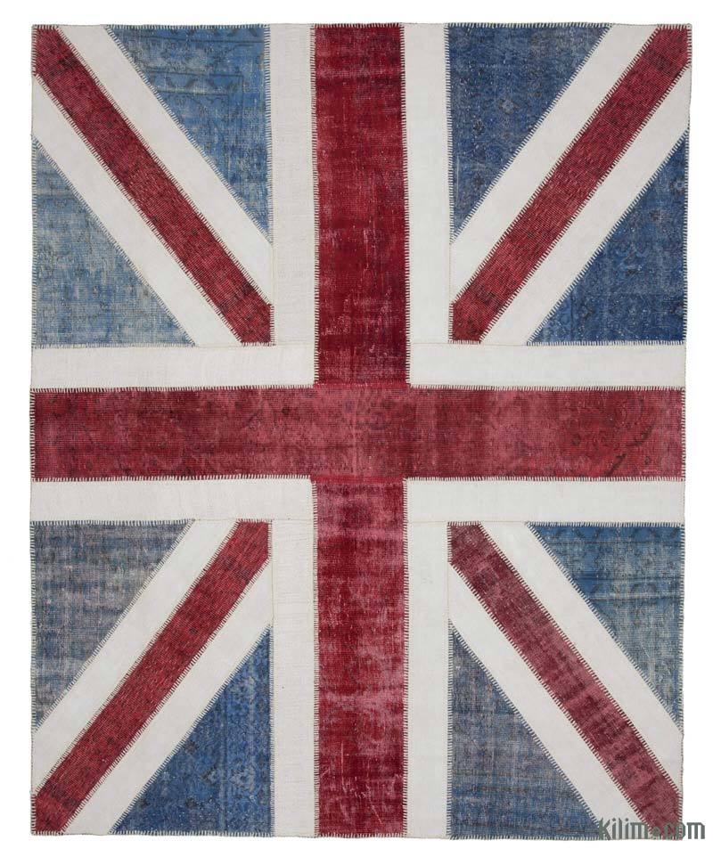 İngiltere Bayraklı Patchwork Halı - 247 cm x 307 cm - K0038469