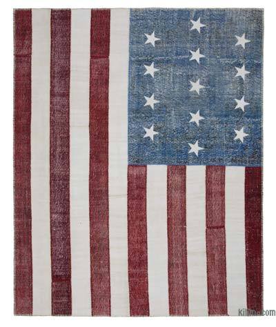 Amerikan Bayraklı Patchwork Halı - 243 cm x 300 cm