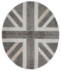 Gris Patchwork Británica Flag Rug - 214 cm x 255 cm