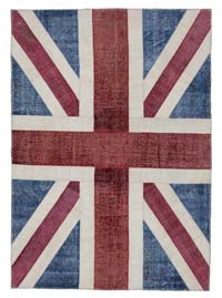 Patchwork Británica Flag Rug - 172 cm x 242 cm