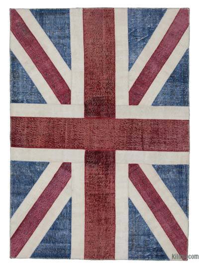 İngiltere Bayraklı Patchwork Halı - 172 cm x 242 cm