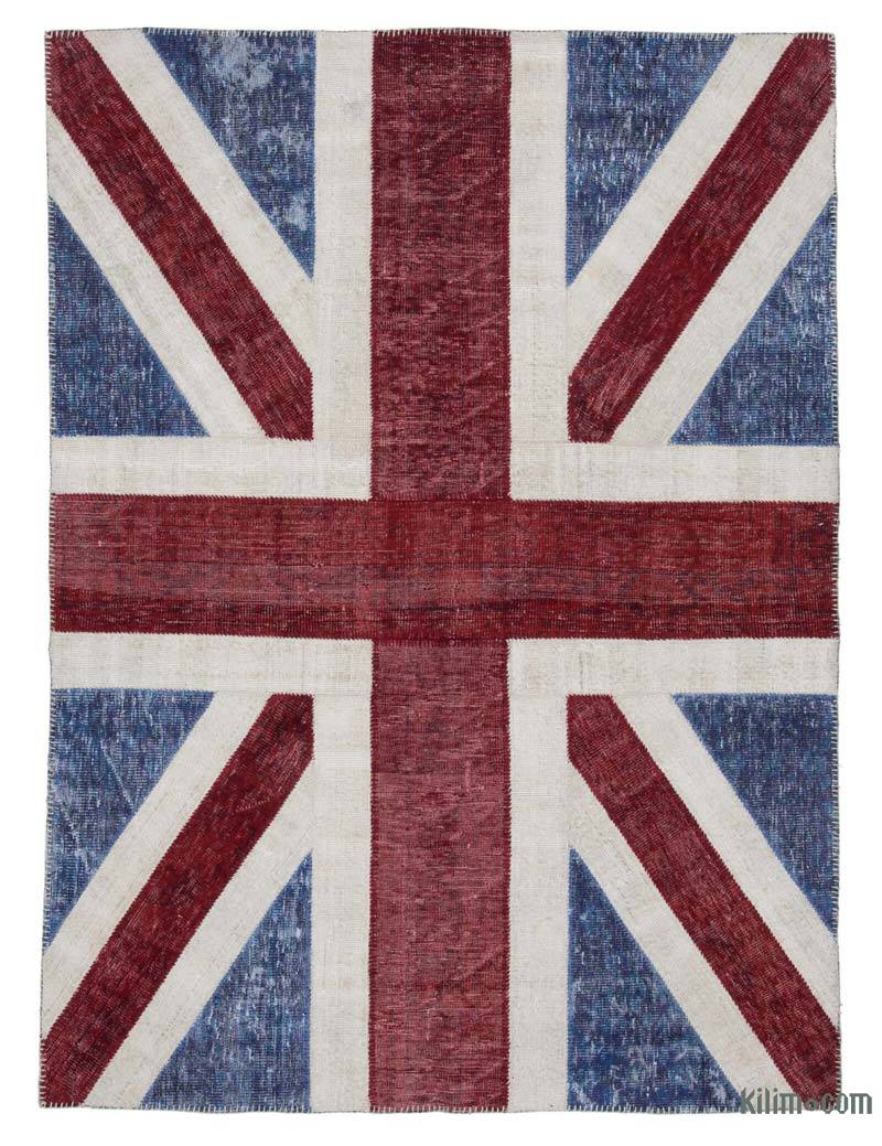 İngiltere Bayraklı Patchwork Halı - 172 cm x 240 cm - K0038493