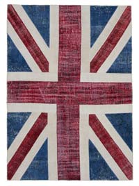 Patchwork Británica Flag Rug - 173 cm x 244 cm