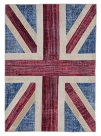 Patchwork Británica Flag Rug - 172 cm x 244 cm