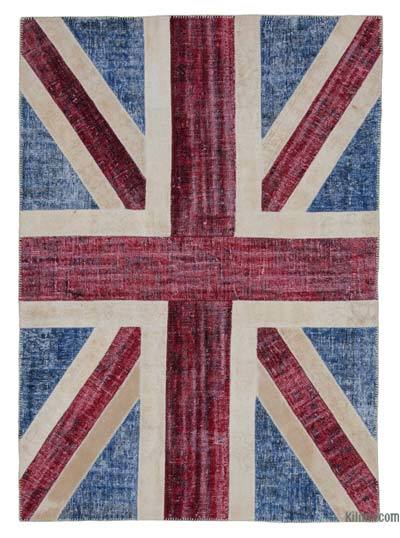 İngiltere Bayraklı Patchwork Halı - 172 cm x 244 cm