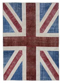 Patchwork Británica Flag Rug - 172 cm x 241 cm