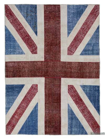 İngiltere Bayraklı Patchwork Halı - 172 cm x 241 cm