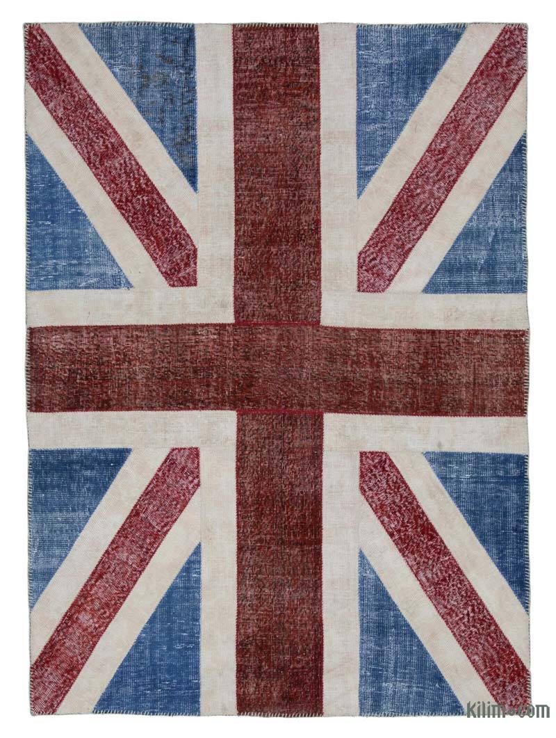 İngiltere Bayraklı Patchwork Halı - 172 cm x 241 cm - K0038501