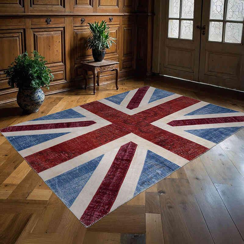 Patchwork Hand-Knotted Turkish Rug - 5' 8" x 7' 11" (68" x 95") - K0038502