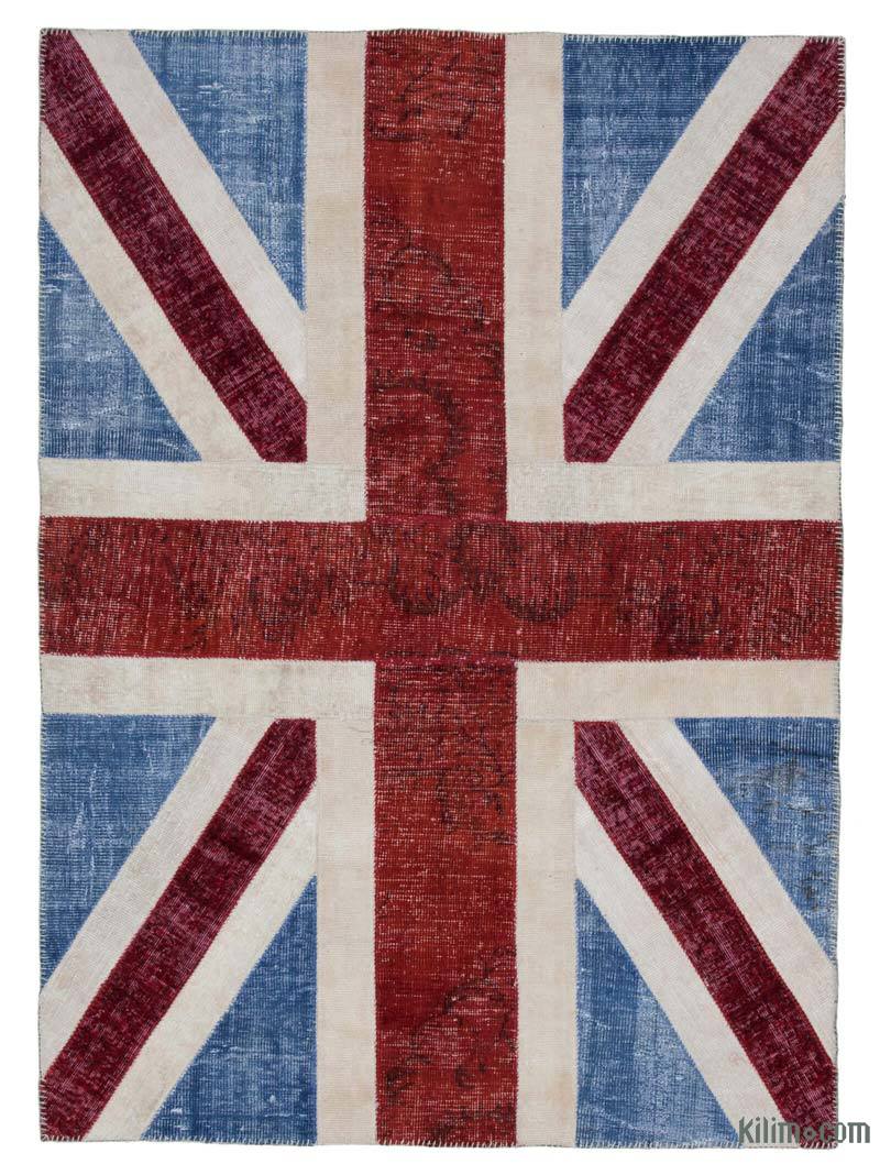 İngiltere Bayraklı Patchwork Halı - 172 cm x 242 cm - K0038502