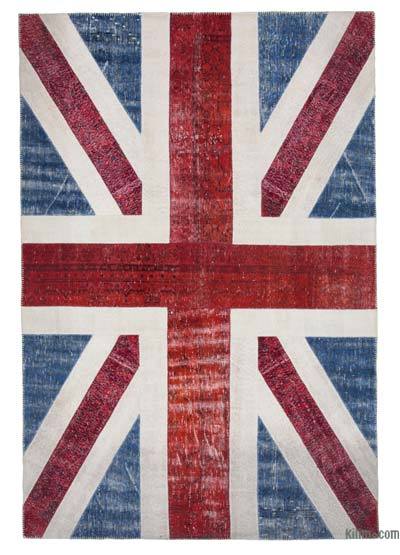 İngiltere Bayraklı Patchwork Halı - 202 cm x 303 cm