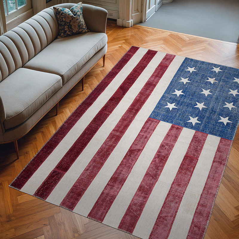Patchwork Estados Unidos Flag Rug - 196 cm x 300 cm - K0038508