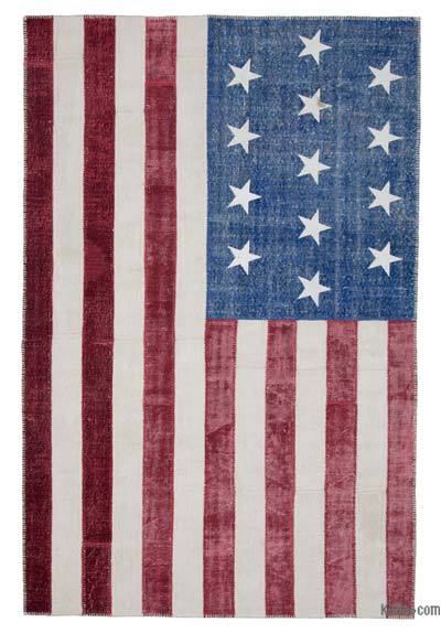 Amerikan Bayraklı Patchwork Halı - 196 cm x 300 cm