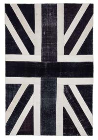 Negro Patchwork Británica Flag Rug - 202 cm x 305 cm