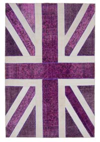 Púrpura Patchwork Británica Flag Rug - 201 cm x 302 cm