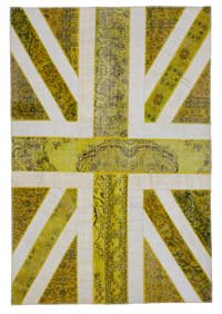 Sarı İngiltere Bayraklı Patchwork Halı - 202 cm x 301 cm