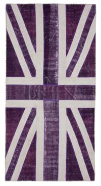 Púrpura Patchwork Británica Flag Rug - 153 cm x 302 cm