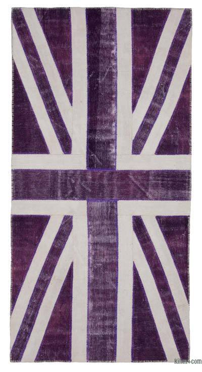 Purple Patchwork Hand-Knotted Turkish Rug - 5'  x 9' 11" (60 in. x 119 in.)