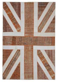 Naranja Patchwork Británica Flag Rug - 202 cm x 302 cm