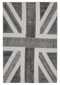 Gris Patchwork Británica Flag Rug - 200 cm x 300 cm