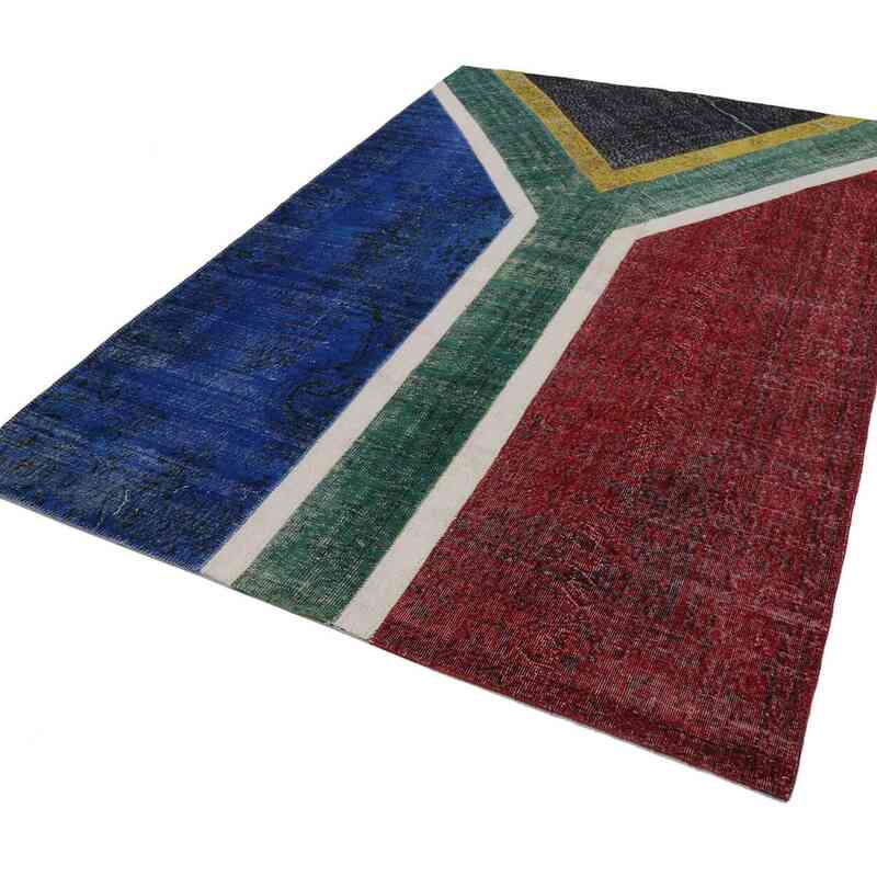 Çok Renkli Güney Afrikan Bayraklı Patchwork Halı - 201 cm x 298 cm - K0038522