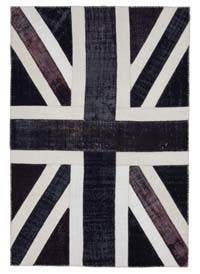 Negro Patchwork Británica Flag Rug - 203 cm x 300 cm