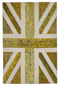 Sarı İngiltere Bayraklı Patchwork Halı - 200 cm x 304 cm