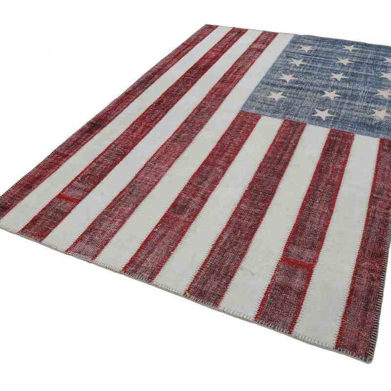 Amerikan Bayraklı Patchwork Halı - 202 cm x 302 cm - K0038527