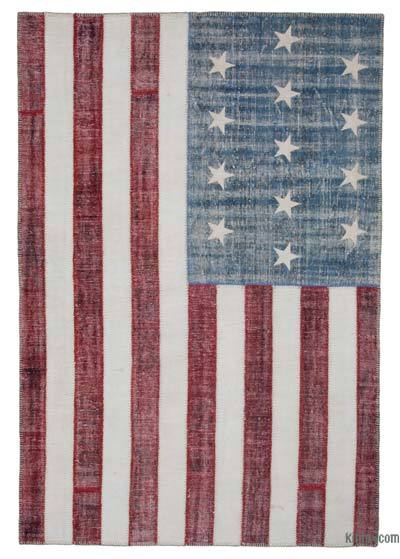 Amerikan Bayraklı Patchwork Halı - 202 cm x 302 cm