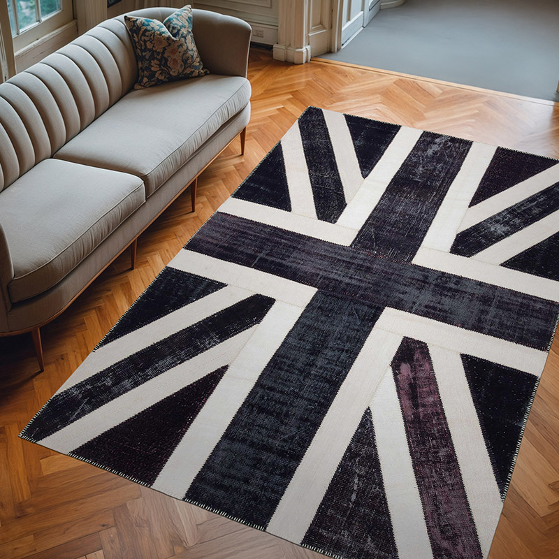 Patchwork Británica Flag Rug - 203 cm x 300 cm - K0038528