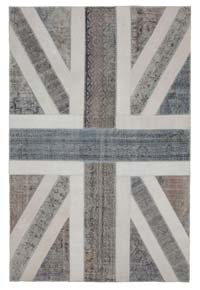 Gris Patchwork Británica Flag Rug - 200 cm x 304 cm