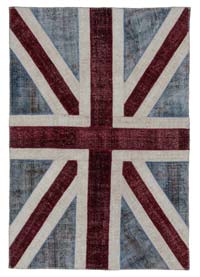 İngiltere Bayraklı Patchwork Halı - 123 cm x 183 cm
