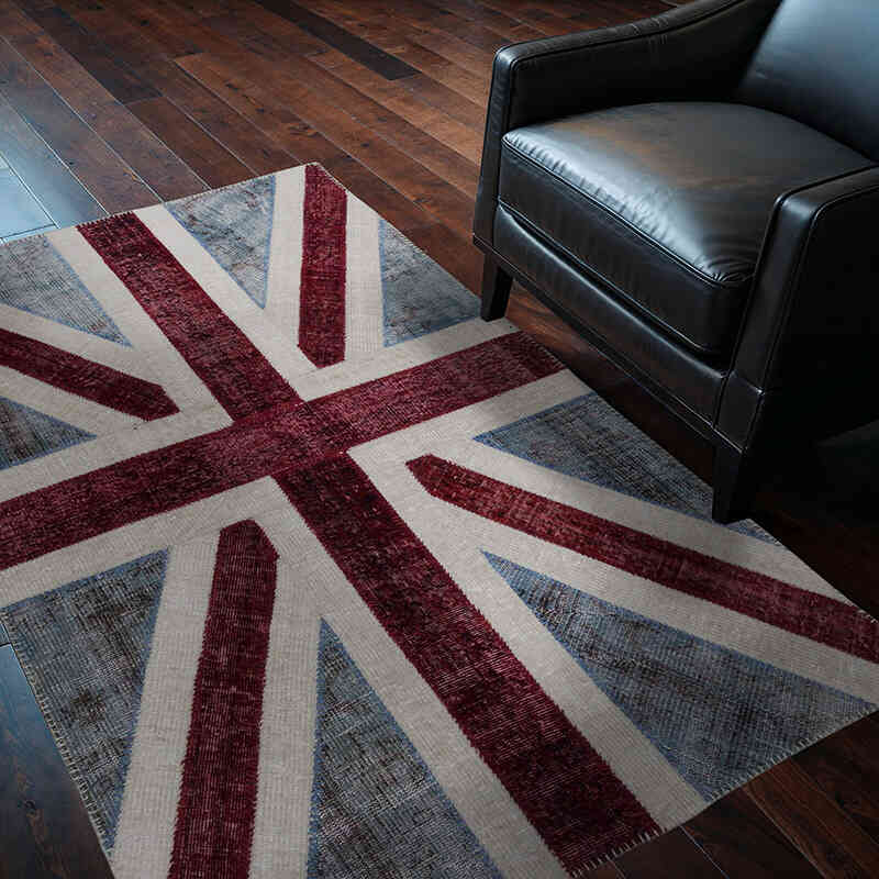 Patchwork Hand-Knotted Turkish Rug - 4'  x 6'  (48" x 72") - K0038535
