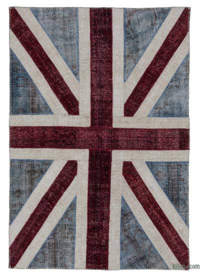İngiltere Bayraklı Patchwork Halı - 123 cm x 183 cm