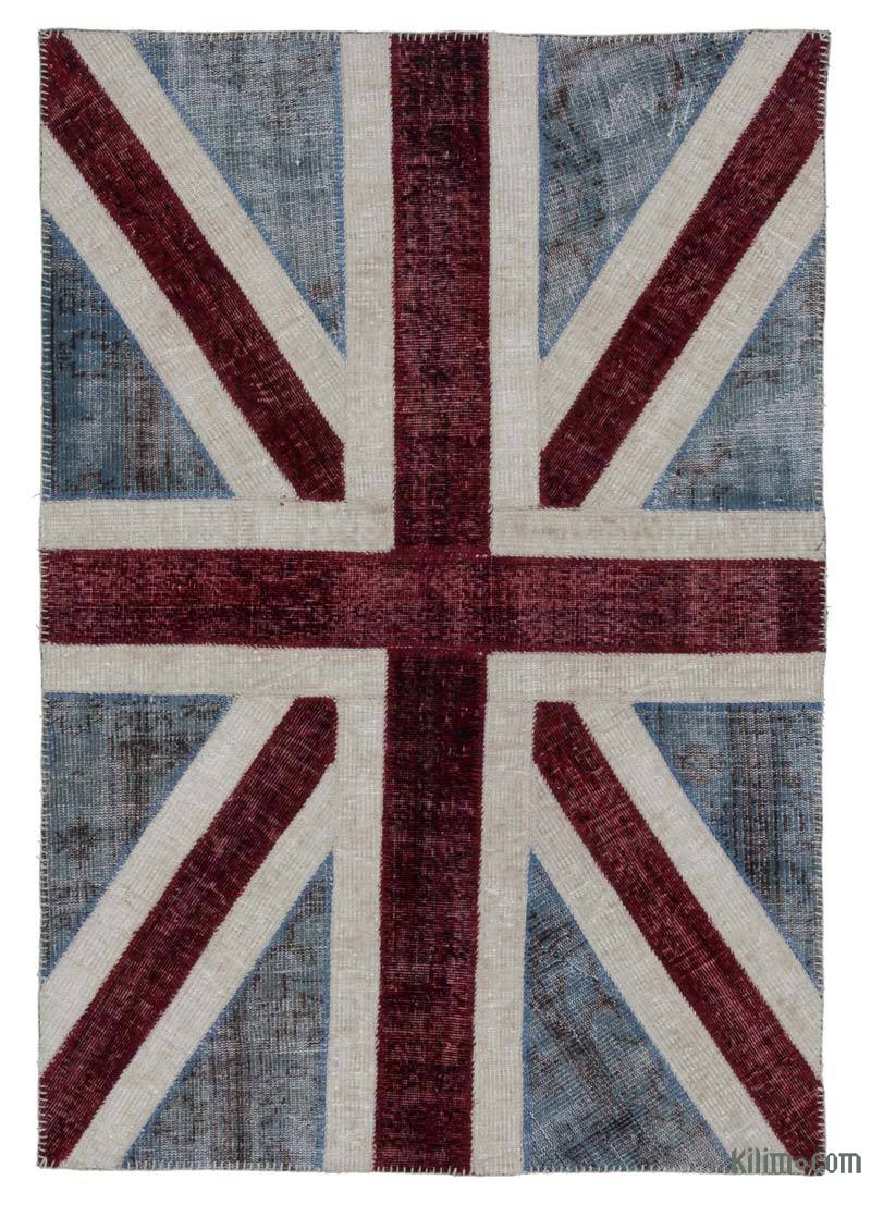 İngiltere Bayraklı Patchwork Halı - 123 cm x 183 cm - K0038535