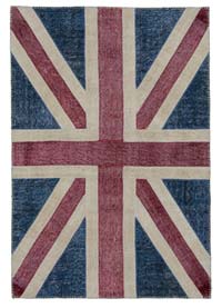Patchwork Británica Flag Rug - 122 cm x 181 cm