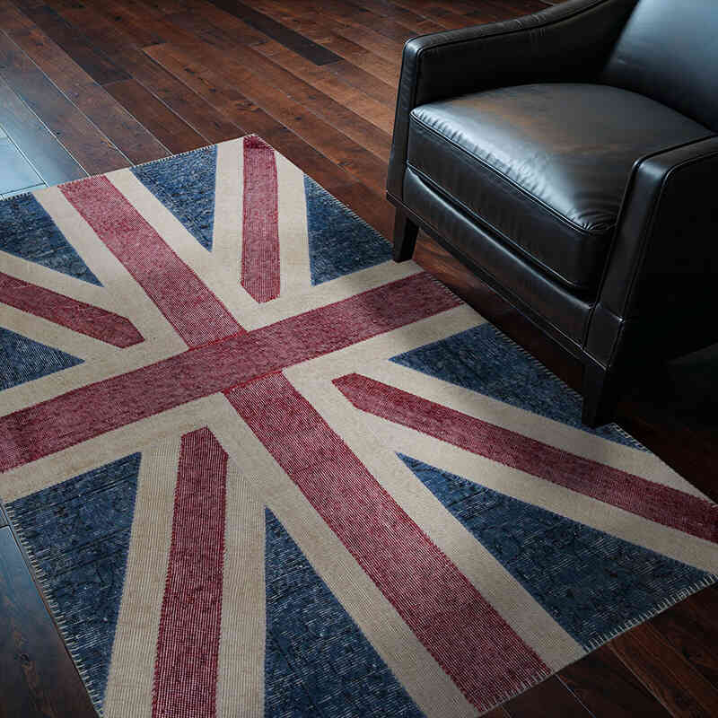 Patchwork Británica Flag Rug - 122 cm x 181 cm - K0038542