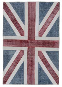 Patchwork Británica Flag Rug - 123 cm x 184 cm