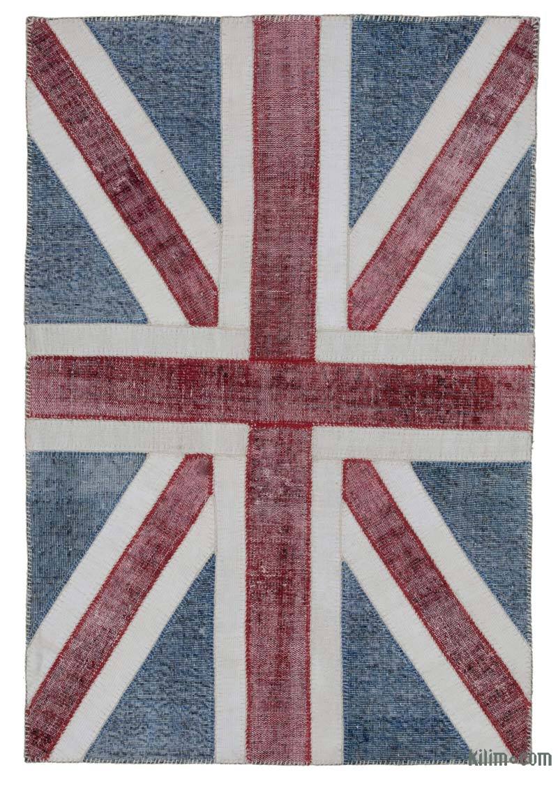 İngiltere Bayraklı Patchwork Halı - 123 cm x 184 cm - K0038544