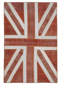 Naranja Patchwork Británica Flag Rug - 140 cm x 215 cm