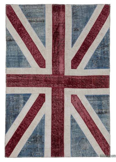 İngiltere Bayraklı Patchwork Halı - 123 cm x 183 cm