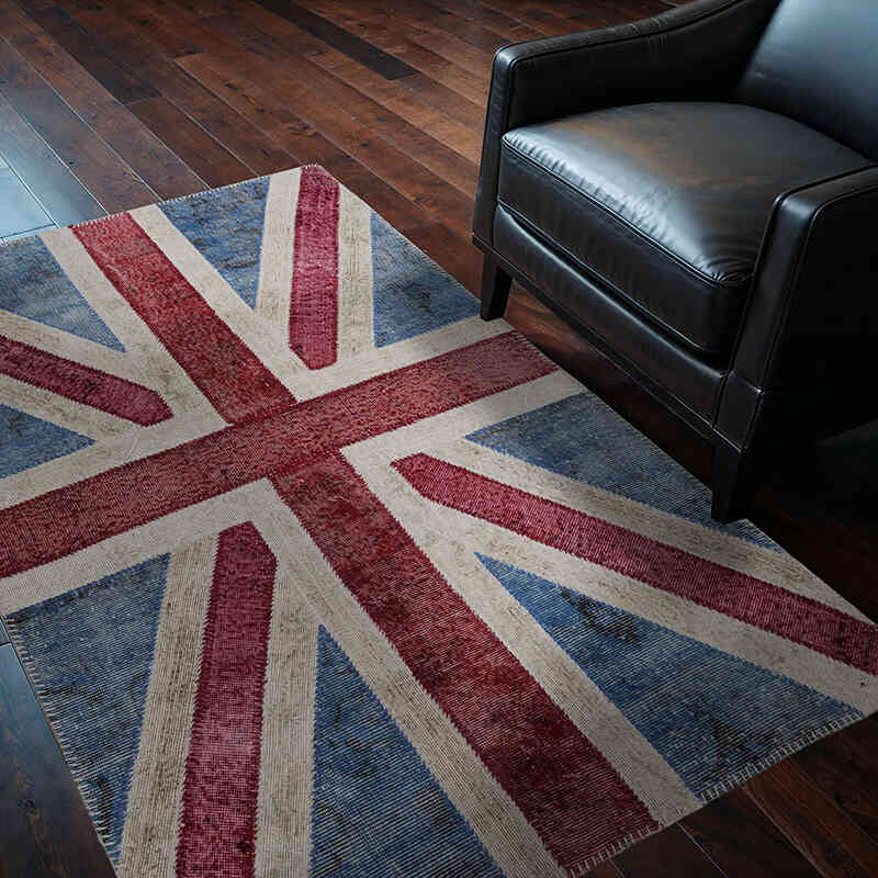 Patchwork Británica Flag Rug - 123 cm x 182 cm - K0038554