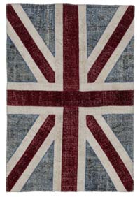İngiltere Bayraklı Patchwork Halı - 123 cm x 183 cm