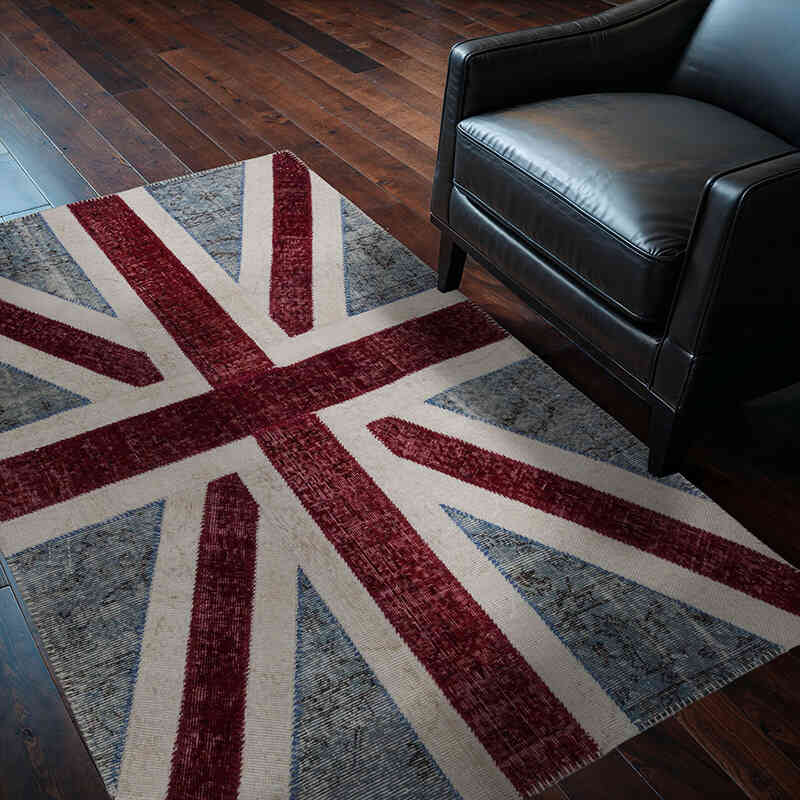 Patchwork Británica Flag Rug - 123 cm x 183 cm - K0038555