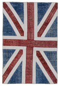 Patchwork Británica Flag Rug - 124 cm x 183 cm